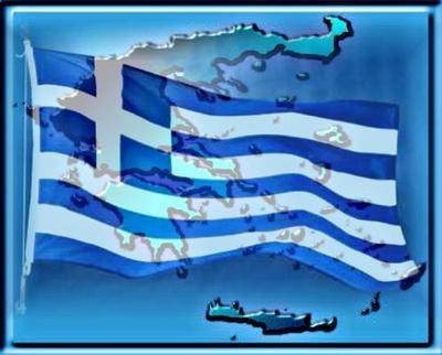 Tradition und Bräuche: Die griechische Nationalflagge.