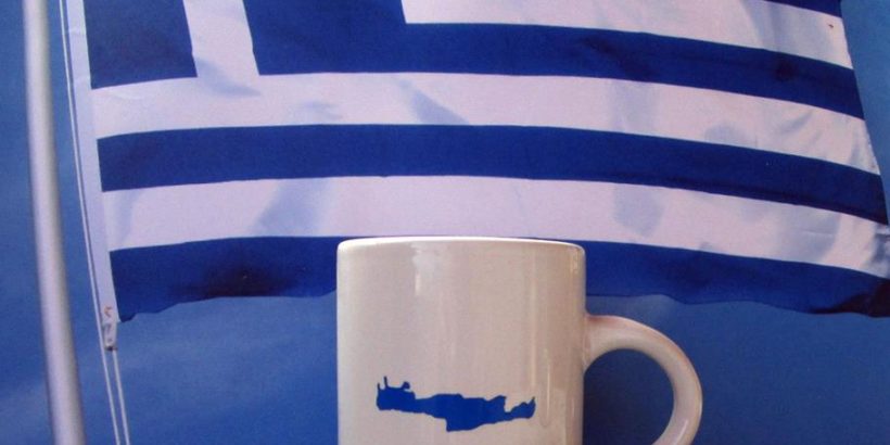 Handwinkende Griechische Flagge in Der Luft Für Eine Nationale